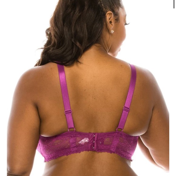 Jennifer Intimates Full Coverage 2 Tone Lace Underwire Bra - Violet - Picture 2 of 3